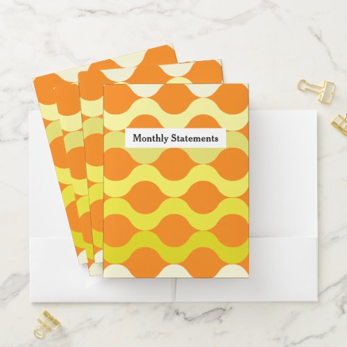 Retro Cheerful Pods Orange Yellow Custom Content Pocket Folder
