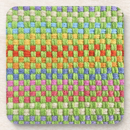 Retro Cheerful Potholder Weave Coaster