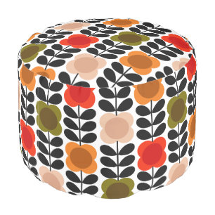 Retro Cheerful Spot Flowers Stem, Tomato Pink Pouf