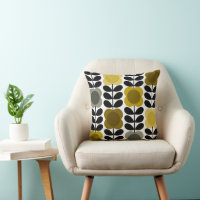 Retro Cheerful Spot Flowers Stem, Yellow Grey