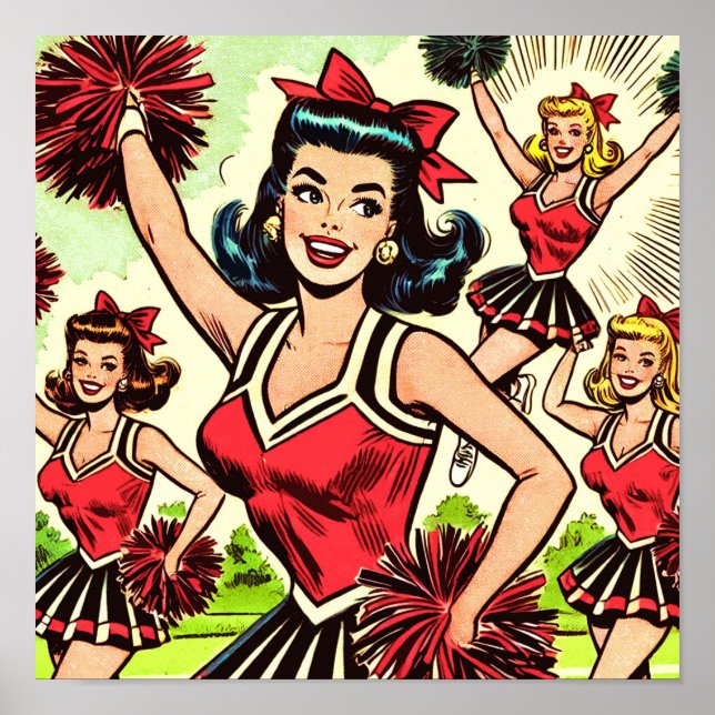 Retro Cheerleader Comics Poster (Front)