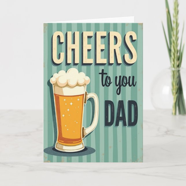 Retro Cheers Fathers Day Drink Card (Front)