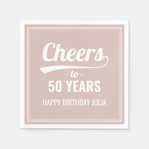 Retro Cheers to 50 Years 50th Birthday Pink Napkins