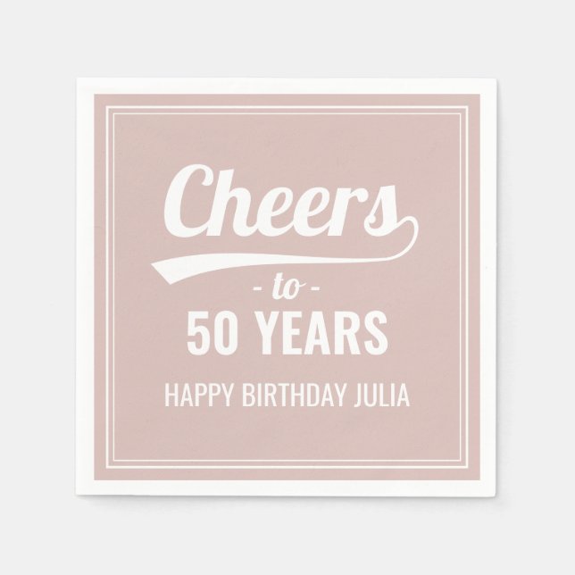 Retro Cheers to 50 Years 50th Birthday Pink Napkins (Front)