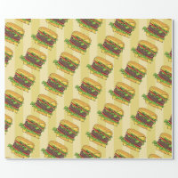 GRAPHICS & MORE Hamburger Cheeseburger Pattern with Fries and Bacon Gift  Wrap Wrapping Paper Rolls
