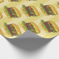 GRAPHICS & MORE Hamburger Cheeseburger Pattern with Fries and Bacon Gift  Wrap Wrapping Paper Rolls