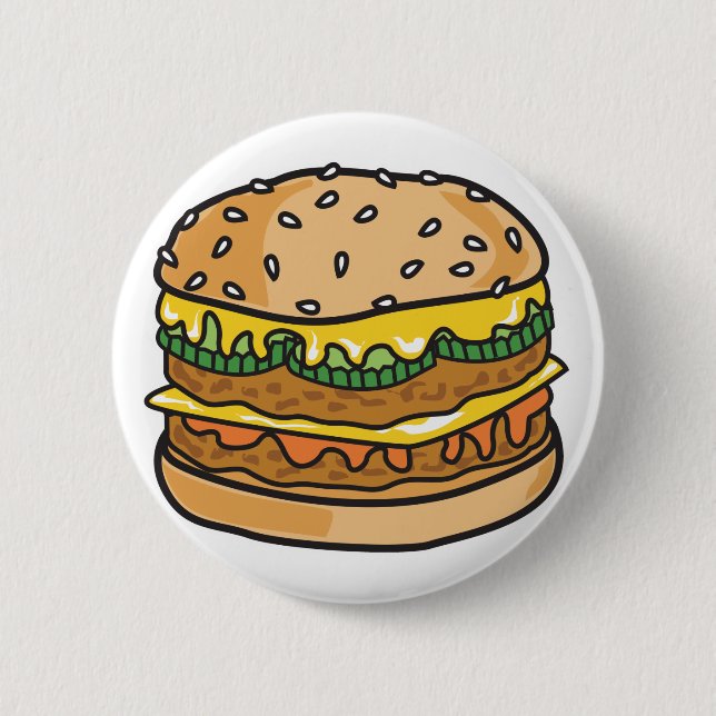 retro cheese hamburger pinback button (Front)