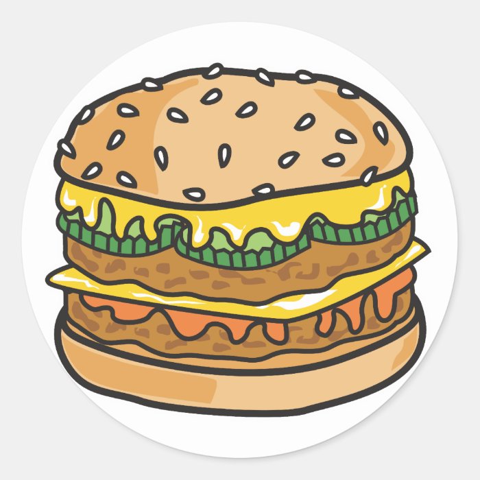 retro cheese hamburger sticker