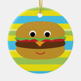Retro Cheeseburger Ceramic Ornament