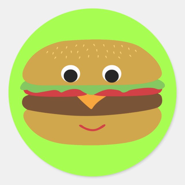 Retro Cheeseburger Classic Round Sticker (Front)