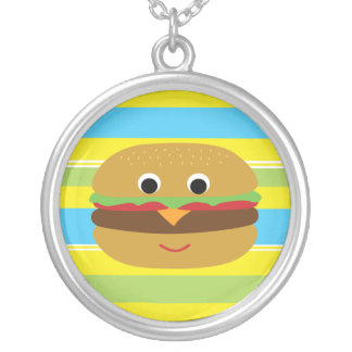 Retro Cheeseburger Silver Plated Necklace