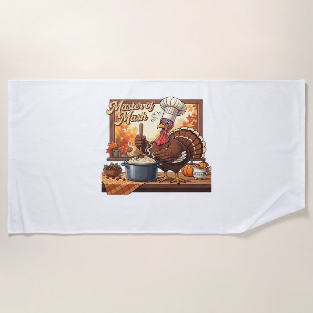 Retro Chef Turkey Thanksgiving Classic T-Shirt Beach Towel (Front)