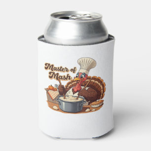 Retro Chef Turkey Thanksgiving Classic T-Shirt.png Can Cooler