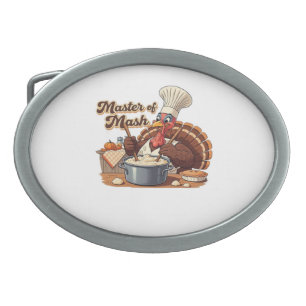 Retro Chef Turkey Thanksgiving Oversized T-Shirt Belt Buckle