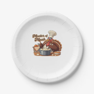 Retro Chef Turkey Thanksgiving Oversized T-Shirt Paper Plates