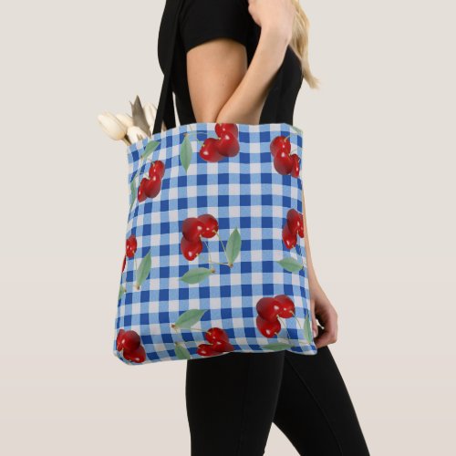 Retro Cherries All Over Print Tote Bag