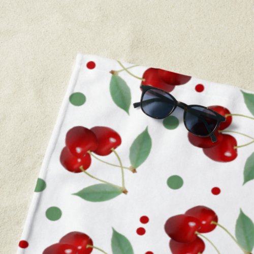 Retro Cherries  Beach Towel