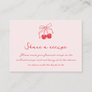 Retro Cherries & Bow Bridal Shower Recipe Request Enclosure Card