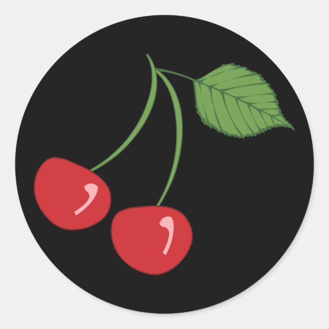 Retro Cherries Classic Round Sticker (Front)