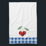 Retro Cherries Kitchen Towel<br><div class="desc">This Retro Cherries Kitchen Towel features my retro style cherries with a touch of blue gingham. Look for matching products in my store.</div>