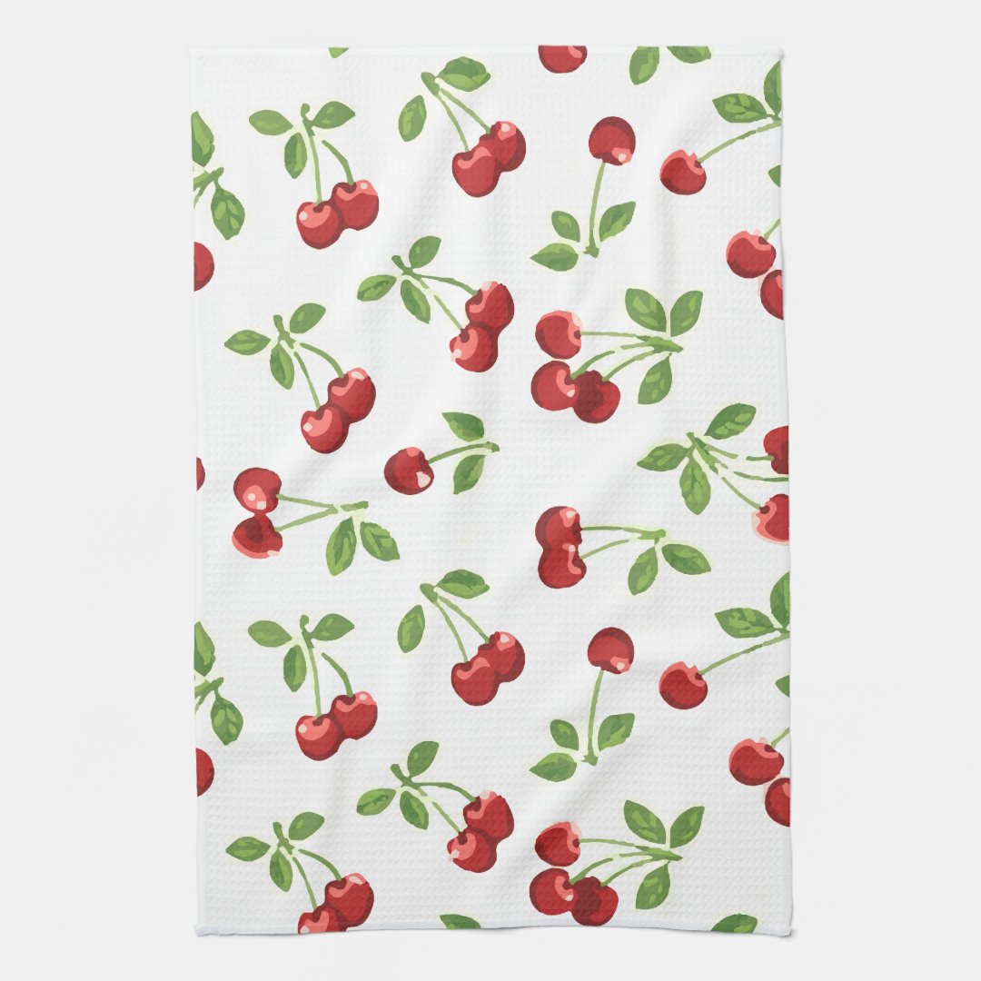 Retro Cherries Kitchen Towel | Zazzle