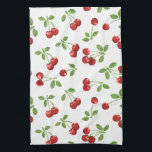 Retro Cherries Kitchen Towel<br><div class="desc">Nostalgic design featuring ripe red graphic cherries and green leaves against a white background.</div>
