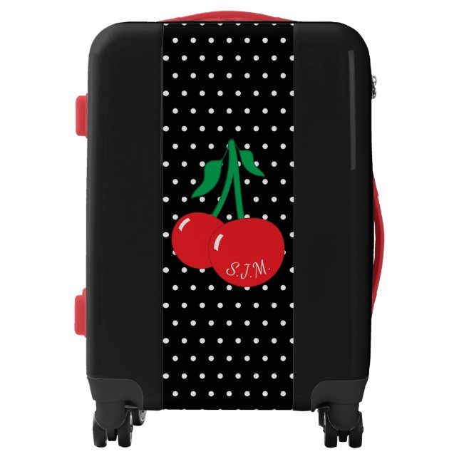 Retro Cherries Monogram Luggage (Front)