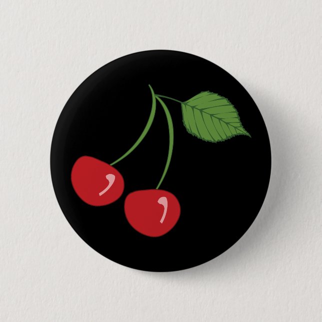 Retro Cherries Pinback Button (Front)