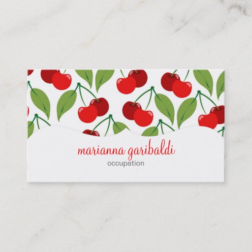 Customizable Retro Cherries Profissional Business Card Template
