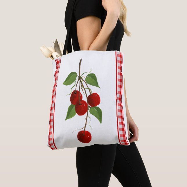 Retro Cherries Tote Bag (Close Up)