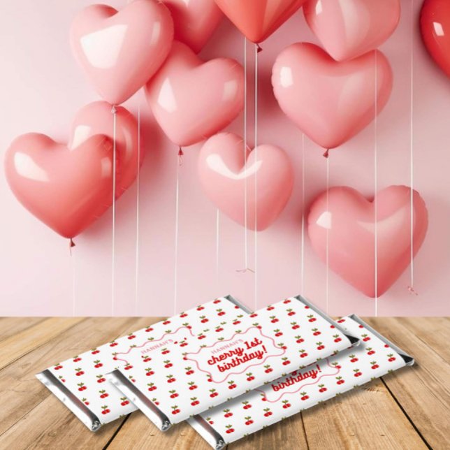 Retro Cherry 1st Birthday  Hershey Bar Favors (Creator Uploaded)