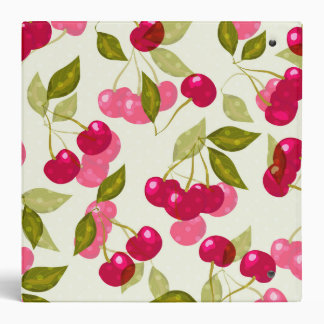 Retro, cherry berries 3 ring binder