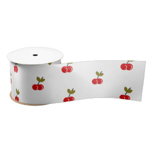 Retro Cherry Berry 1st Birthday Red and green Satin Ribbon