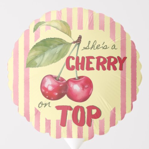 Retro Cherry Cafe Red Butter Yellow Baby Shower Balloon