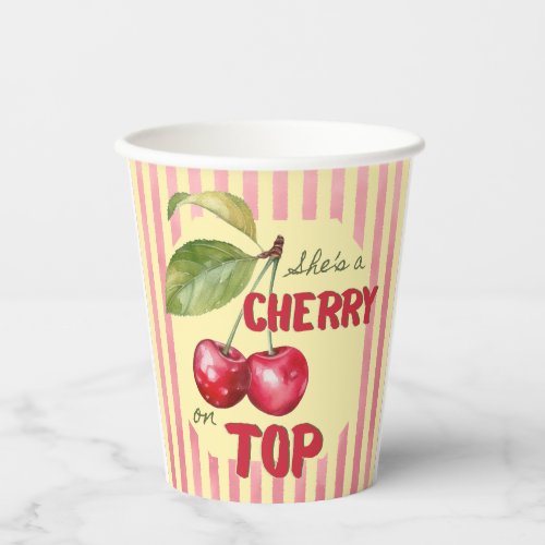 Retro Cherry Cafe Red Butter Yellow Baby Shower Paper Cups