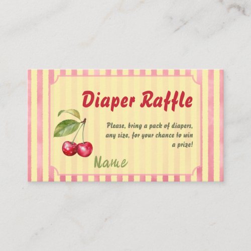 Retro Cherry Cafe Red Yellow Baby Shower Diaper Enclosure Card