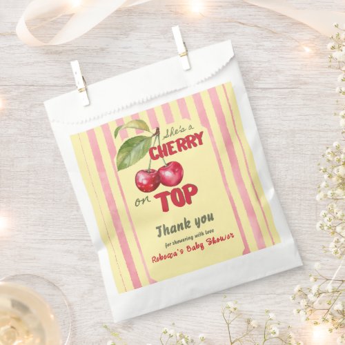 Retro Cherry Cafe Red Yellow Baby Shower Favor Bag