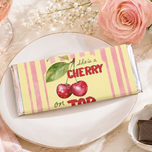 Retro Cherry Cafe Red Yellow Baby Shower Hershey Bar Favors