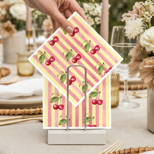 Retro Cherry Cafe Red Yellow Baby Shower Napkins