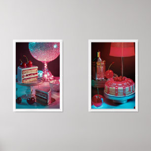 Retro cherry cake Print Set