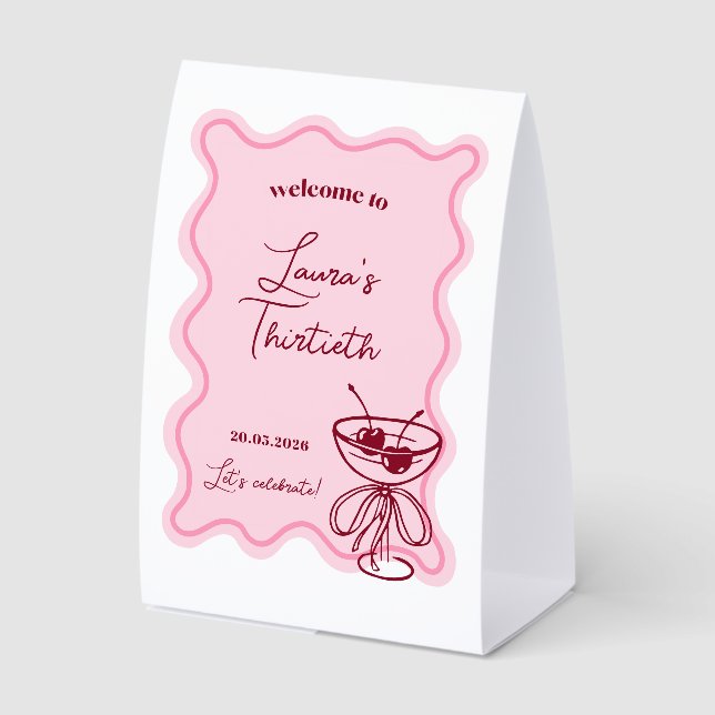 Retro Cherry Cocktail Birthday Welcome Sign (Front)