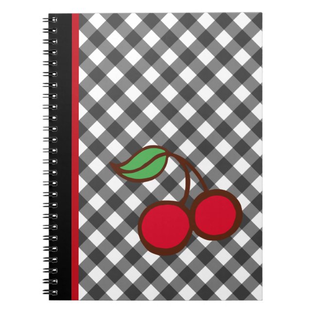 Retro Cherry Gingham Kitchen Notebook (Front)