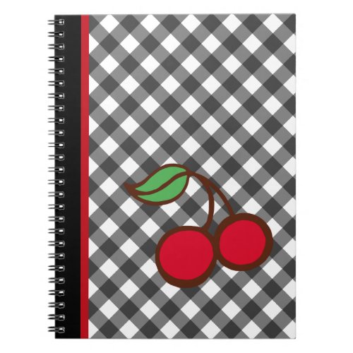 Retro Cherry Gingham School Kitchen Notebook