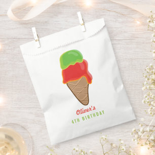Retro Cherry & Lime Ice Cream Cone Kid's Birthday Favor Bag