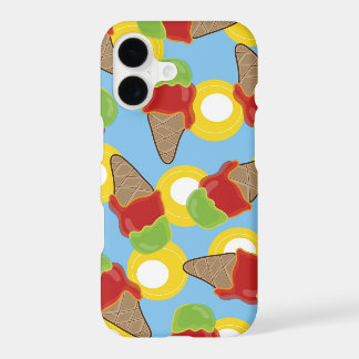 Retro Cherry & Lime Summer Ice Cream Cones Pattern iPhone 17 Case