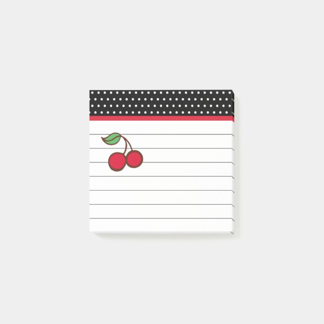 Retro Cherry Notepad Post It Notes  (Front)