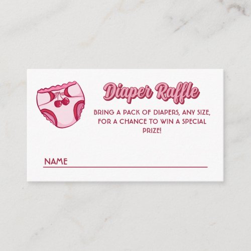 Retro Cherry on Top Baby Shower Diaper Raffle Enclosure Card