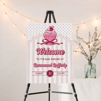 Retro Cherry on Top Girl Baby Shower Welcome Foam Board