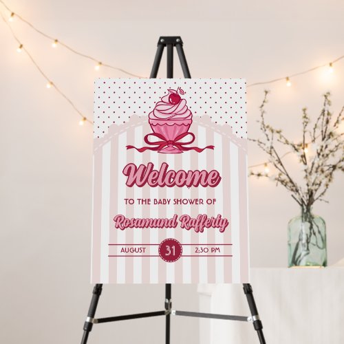 Retro Cherry on Top Girl Baby Shower Welcome Foam Board