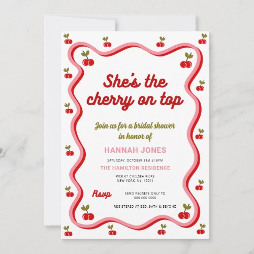Retro Cherry on top Valentine Bridal Shower  Invitation